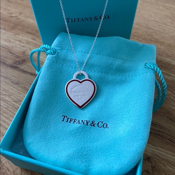 Tiffany & Co. red border heart pendant necklace